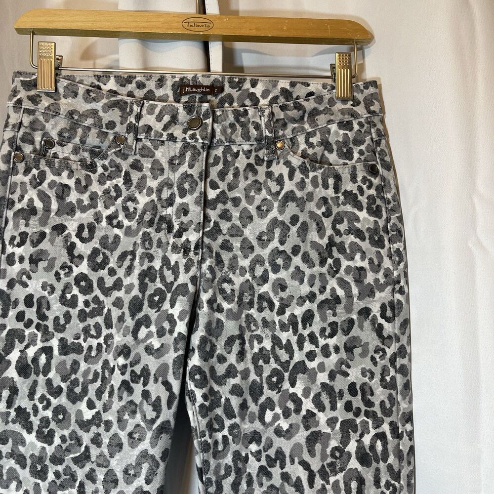 J.McLaughlin Animal Print Jeans Stretch Mid Rise Black-Gray-White Sz 2